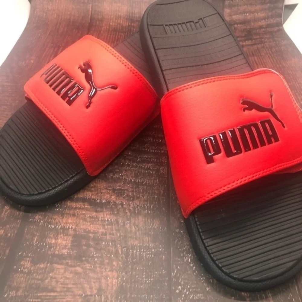 NWT Puma red and black slides activewear sporty streetwear